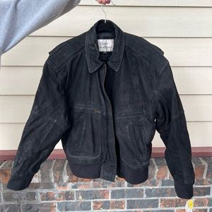 Black Leather Bomber Jacket